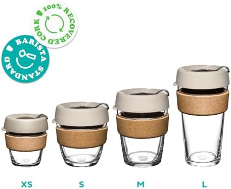 KeepCup Brew Cork, Reusable Glass Tumbler with Natural Cork, Grande Coffee Cup 16oz / 454ml - Black - Image 5