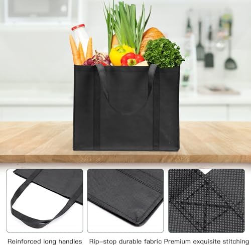 HECTOLIFE 20-Pack Reusable Grocery Bags，Large Washable Foldable Shopping Bags，Heavy Duty Tote Bags with Reinforced Handles - Image 4