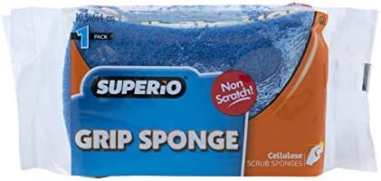 Superio Scrub Sponge with Grip (2 Pack) Heavy Duty Duel Sided Kitchen Sponge Cellulose Kosher Easy to use Dish wash Sponge… (Blue) - Image 4