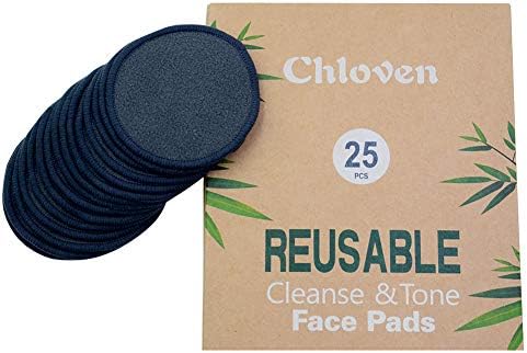 Chloven 25 Pack Charcoal Bamboo Reusable Makeup Remover Pads - Image 3