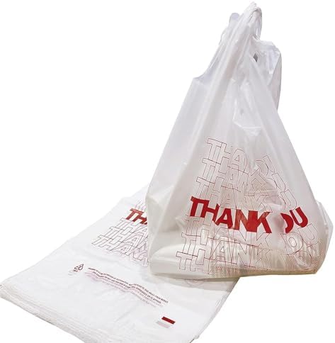 TashiBox 1000 Ct plastic bags/Shopping Bags/Thank You Bags/Reusable and Disposable Grocery Bags - Measures 11.5" X 6.25" X 21", 15mic, 0.6 Mil by TashiBox