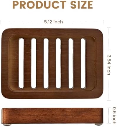 Flat Slotted Wood Soap Dish, 1 Pack, Dark Brown - Image 4