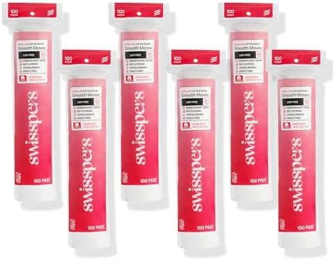 Swisspers Smooth Moves Ultra-Luxe Cotton Rounds, 100 Count (Pack of 6) by Swisspers
