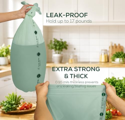 ANECO Compostable Food Waste Bags 13 Gallon, 50 Count - Image 2