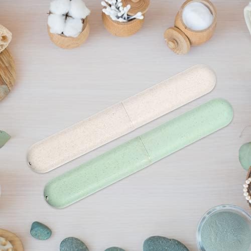 VOCOSTE 2Pcs Toothbrush Case, Green & Beige - Image 6