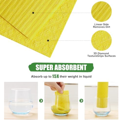 Homaxy Swedish Dishcloths for Kitchen, 15 Pack, Yellow - Image 2