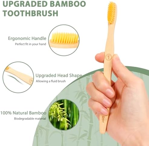 Tetragonal tree 20 Count Bamboo Toothbrushes - BPA Free Soft Bristles Natural Toothbrush Set - Biodegradable & Compostable Eco-Friendly Wooden Toothbrush, Multicolor - Image 6
