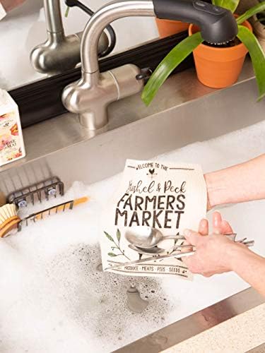 DII Swedish Dishcloths for Kitchen & Cleaning, Reusable, Machine Washable & Dishwasher Safe, Biodegradable, 7.75 x 6.75, Farmers Market, 3 Piece - Image 2