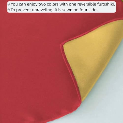 Furoshiki Japanese Wrapping Cloth Eco Gift Wrap Paper Reversible Eco-bag Christmas birthday Gift Wrapping Bento Lunch Cake Wine Bottle Box Kimono Cover (Bright Red and Yellow, 27.6 x 27.6 inches) - Image 5