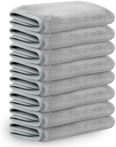 Nugilla Makeup Remover Cloths, 8 Packs Makeup Remover Towels Reusable Face Wash Cloth, Soft Microfiber Face Cloth for Women(Light Grey) by Nugilla