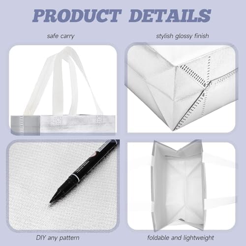 Eccliy 80 Pcs Reusable Gift Bags, Medium, Silver - Image 5