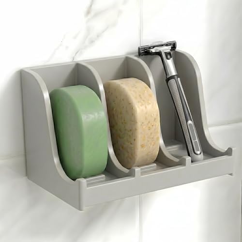 Soap Holder for Shower Wall, 3-Compartment Soap Dish [Patent Pending] by HighHerz