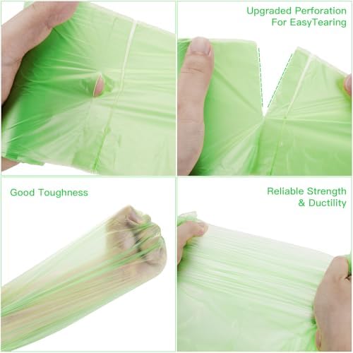 Compostable Trash Bags 2 Gallon - Inwaysin Bulk Mini Rubbish Waste Can Liners Unscented Strong Thick Biodegradable Tiny Kitchen Garbage Bags for Bathroom Office (Clear Green, 100 Counts) - Image 4