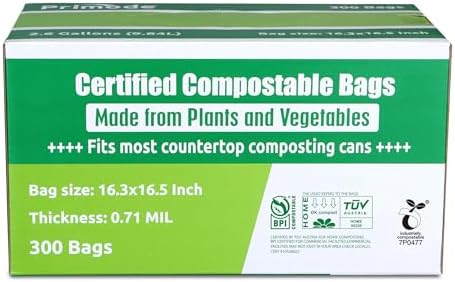 Compostable Bags, 2.6 Gallon Food Scraps Yard Waste Bags, 300 Count, Extra Thick 0.71 Mil. ASTM D6400 Compost Bags Small Kitchen Bag Certified by BPI and TÜV AUSTRIA - Image 2