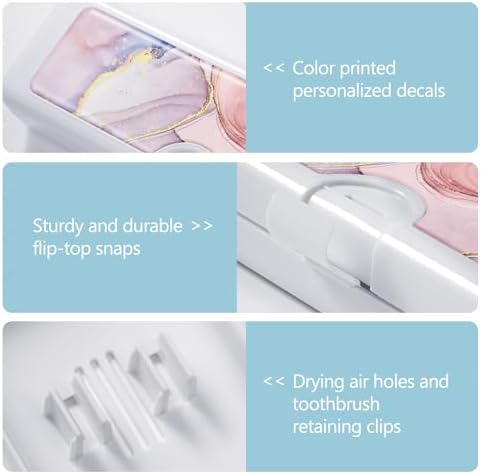 Toothbrush Travel Case - Colorful Pattern, Holder and Covers for Toothbrushes, Includes Tongue Scraper Case - Image 3
