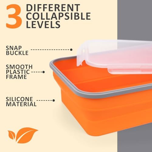 XL Collapsible Marinating Container,Large-Capacity Grill Accessory Perfect For Bbqs And Parties,Marinade And Brining Prep, Collapsible Silicone Food Storage Containers Set (10L/2.64Gallon),Orange - Image 4