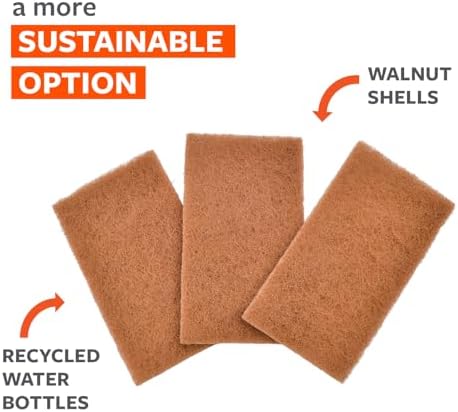 Full Circle Walnut Shell Scour Pads, Pack of 8, Powerful, Safe for Nonstick - Image 2