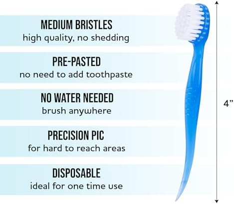 Bulk Toothbrushes - Prepasted Mini Disposable Toothbrush Set (36 Pack - Medium, Individually Wrapped for Travel) - Image 2