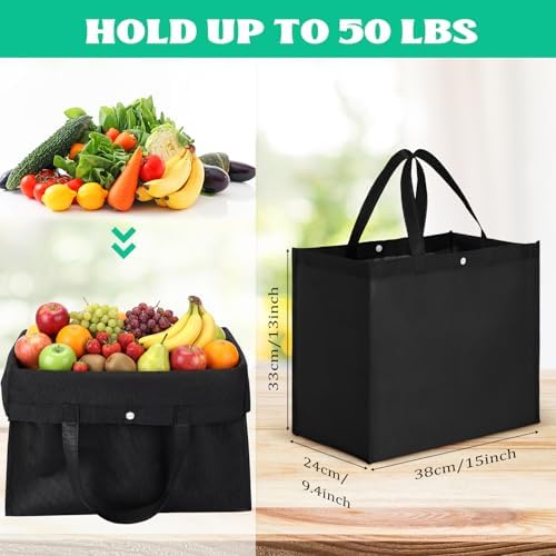 Zhehao 60 Pcs Reusable Grocery Shopping Bags Large Foldable Gift Tote Non Woven Fabric Bags with Handle and Plastic Button for Birthdays, Bridesmaids, Party Favors, 15 x 9.5 x 13 Inch (Neutral Colors) - Image 4