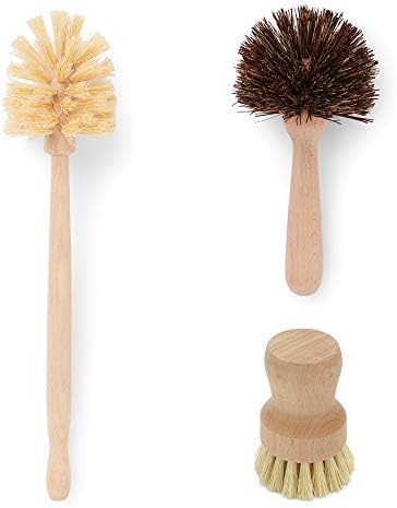 Fox Run Kitchen Brush Set of 3, Pot, Dish, and Bottle Scrub Brush with Natural Bristles by foxrunbrands
