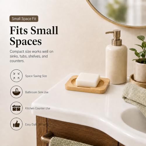 Bamboo Soap Dish, Slatted Bar Soap Holder for Bathroom - Image 5