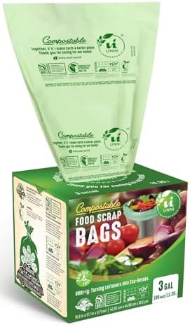 UNNI 3 Gallon Compost Bags for Countertop Bin, 100 CT, Extra Thick 0.71 Mil by UNNI