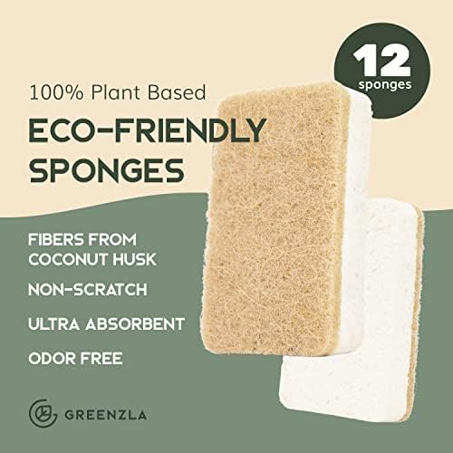 GREENZLA 12 Pack Kitchen Sponges | Non-Scratch Hemp & Sisal - Image 2