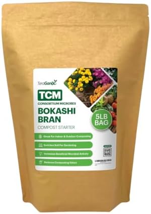 TeraGanix TCM Premium Bokashi Bran, Compost Accelerator, Rice Bran Mix, Odor Eliminator, Bokashi Compost Starter for Kitchen Compost Bin & Soil (5 Lb) by Teraganix