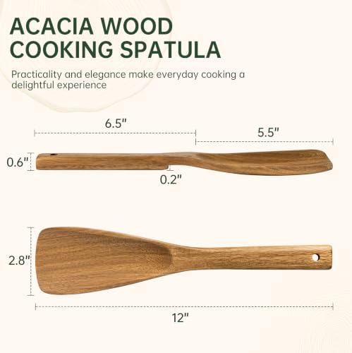 Wooden Spatula Spoon for Cooking Natural Acacia Wood Utensil - Image 4