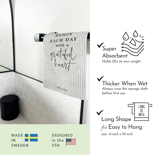 Long Gray 7‑Pack Swedish Dishcloths – Reusable,Cellulose Sponge Dish Cloths for Washing Dishes, Paper Towel Replacement, Plastic-Free Packaging, Super Absorbent - Image 2