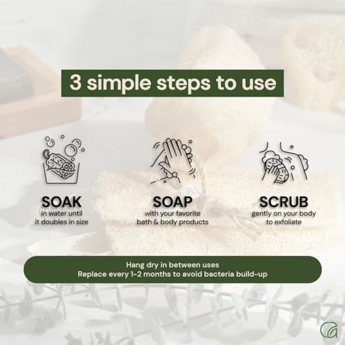 Chill Ah Green Glow Loofah Sponge Set – 100% Plant-Based, Dye-Free, Biodegradable, Scratch-Free, Handcrafted in Vietnam (2-Pack) - Image 6