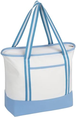 Carbrea 15 Inch Large Canvas Tote Bag with Bottom Support, Blue, 1 Pack by Carbrea