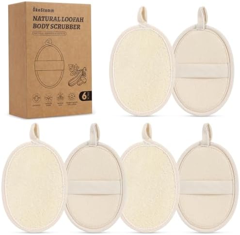 6 Pack Large Size Natural Loofah Body Scrubber for Exfoliating by %C3%96KOSTAMM