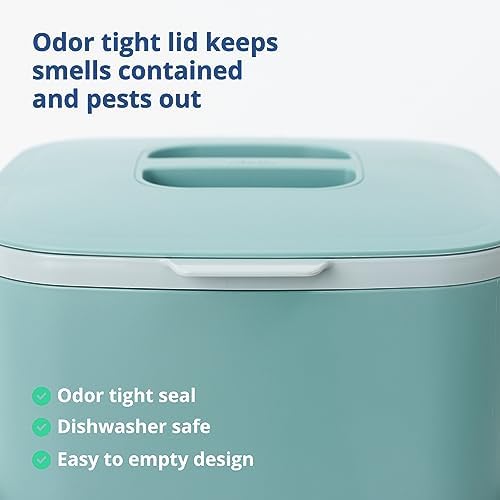 Blue Ginkgo Kitchen Compost Bin, 1.32 gal/5L Countertop Compost Bin, Green - Image 4