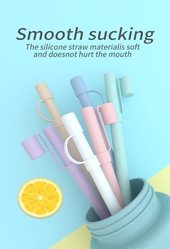 Reusable Replacement 12 inch Long Silicone Straw With Cover, Stocking Stuffers Gifts for Women Men Teens Girls Boys, Compatible with Stanley Tumbler Cup Accessorie 40 oz 30 oz (6 Pack) - Image 3