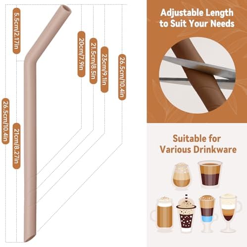 NiHome 6 PCS Extra Wide Reusable Bent Silicone Straws for Boba & Smoothies - Image 4