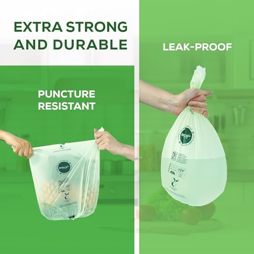 ANECO 100% Compostable Waste Bags 2.6 Gallon (Flat Top Bags, 50 Count) - Image 4
