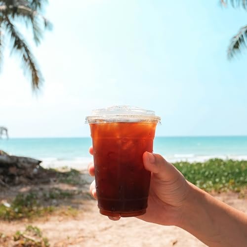 Qinsihwn 20 oz Clear Plastic Cups with Strawless Sip Lid,25 Sets Disposable Iced Coffee Cups with Lids,Disposable Clear Plastic Cups with Lids for Iced Coffee,Smoothie,Cold Drinks for Party - Image 6