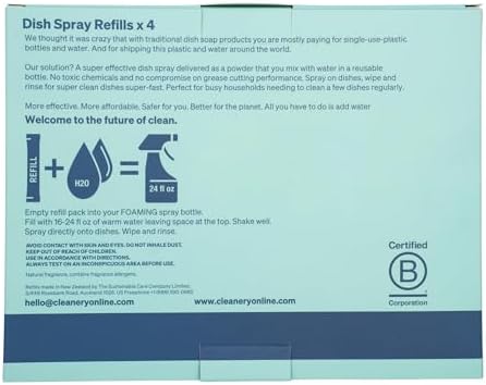 Dish Spray Cleaner Powder Concentrate Refills 4 Pack, Makes 24 fl oz Each, Tahitian Lime - Image 3