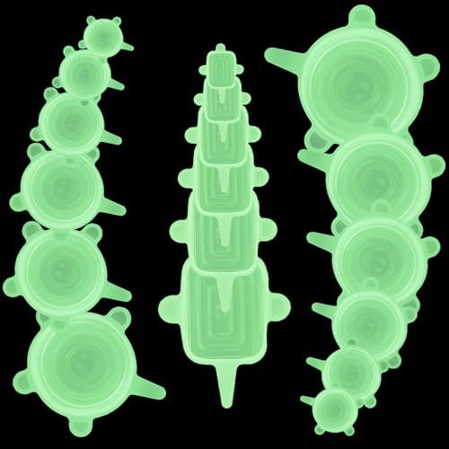 Reusable Silicone Stretch Lids – 18PCS Round & Square Stretchy Food Covers, Airtight & Leakproof, Microwave & Dishwasher Safe Green by Cubicozy