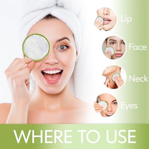 20 Pack Reusable Makeup Remover Face Pads with Laundry Bag Washable Soft and Comfortable Cleaning Face Skin,Washable Bamboo Cotton Rounds (White) - Image 2