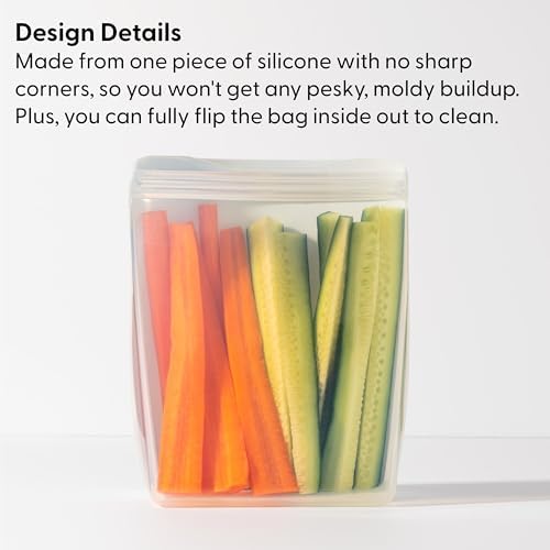 W&P Porter Silicone Reusable Storage Bag, Sandwich (50oz Stand-Up), Blush, Food Storage Container, Microwave and Dishwasher Safe, Easy Cleaning - Image 4