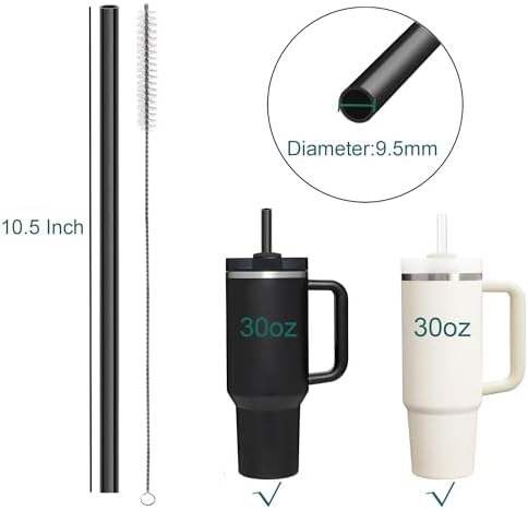 Dakoufish Replacement Straw for Stanley Flowstate 30oz Tumbler,Reusable Straws Compatible with 30oz Stanley Travel Quencher Cup,BPA-Free,Dishwasher Safe-10 Straws With 1 Brush (10.5 Inch) - Image 2