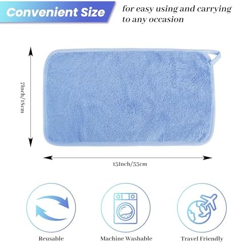 8 Pack Makeup Remover Cloth,13x7 Inch Reusable Makeup Remover Towels, Ultra Soft Microfiber Face Cloth Reusable Facial Washcloths, Blue - Image 2