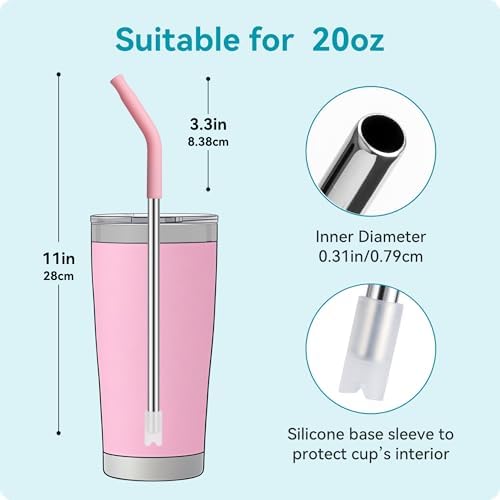 20 oz Straight Metal Straws with Silicone Tip for 20 oz Tumbler - Image 4