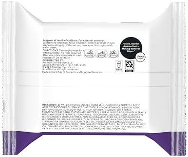 Amazon Basics Makeup Remover Wipes, Night Calming, Gentle Cleansing, Plant Based, Alcohol-Free, Removes Waterproof Mascara, Dermatologist Tested, 25 Count, 1-Pack - Image 2