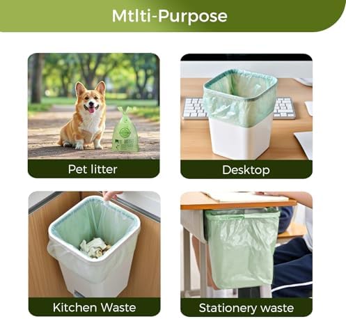 1.6 Gallon Compostable Trash Bags Drawstring, Heavy Duty Extra Thick 0.6 Mil, 6.06 Liter, 50 Bags, Small Kitchen Food Scrap Waste Bag, Unscented Pet Waste Bags, US BPI and OK Compost Home Certified - Image 2
