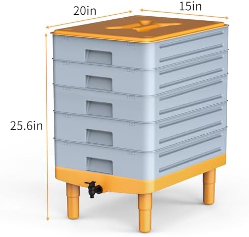 5-Tray Worm Composter,100L WormCompost Bin for Vermicomposting Starter, Indoor & Outdoor Worms Farm Composting Bin, Worm Compost Bin for Recycling Food Waste - Image 4