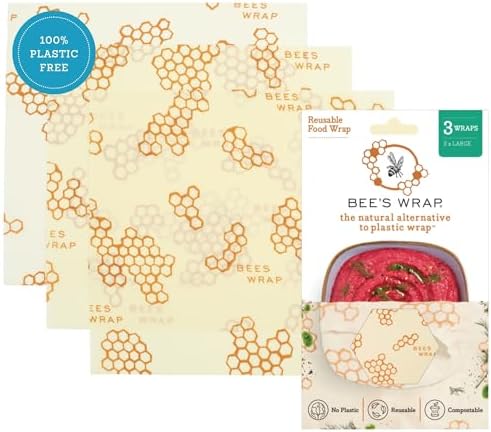 Bee's Wrap Beeswax Food Wraps, 3 Large Pack - Honeycomb by BeesWrap