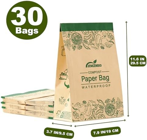 Compostable Paper Bag Leakproof Kitchen Food Waste Bag 30 Bags Waterproof Bin Liner with BPI Certified - Image 6